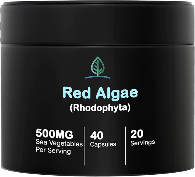 Holistic Bin Red Marine Algae Capsules Gigartina and Dumontiacea Red Algae Supplements | Gluten Free, Vegan, Wild Harvested | Rich in Vegan Omega 3 (40 Capsules)