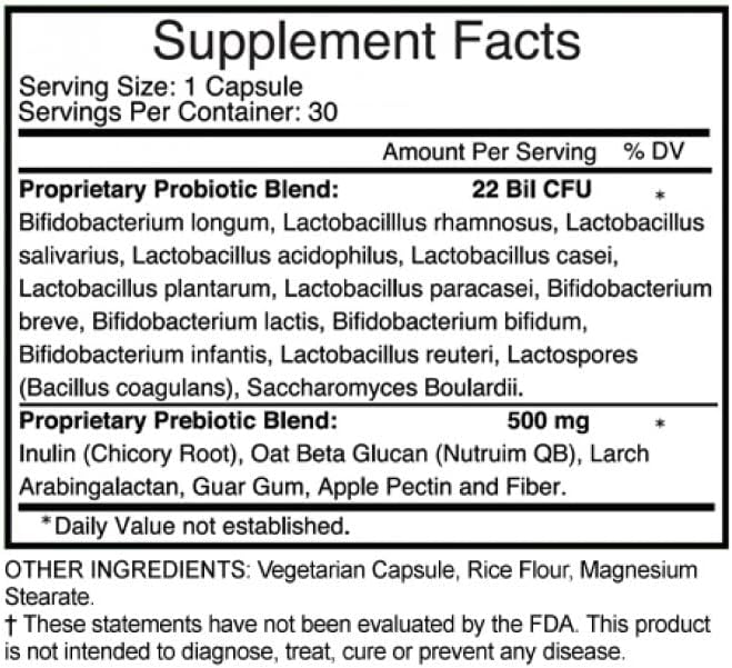 Probiotic Daily: May Promote Optimal Immune System and Digestive Health. 30 Capsules.