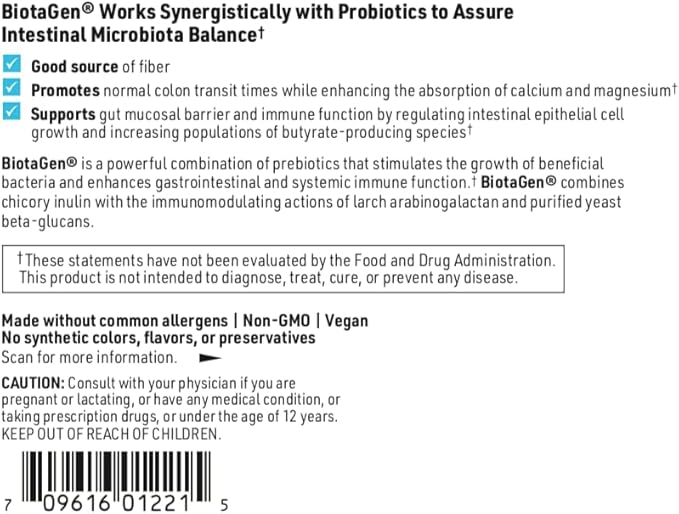 Klaire Labs Biotagen Powder - Prebiotic Inulin, Beta-Glucan & Arabinogalactan to Support Gut Microbiota (30 Servings, 150 Grams)
