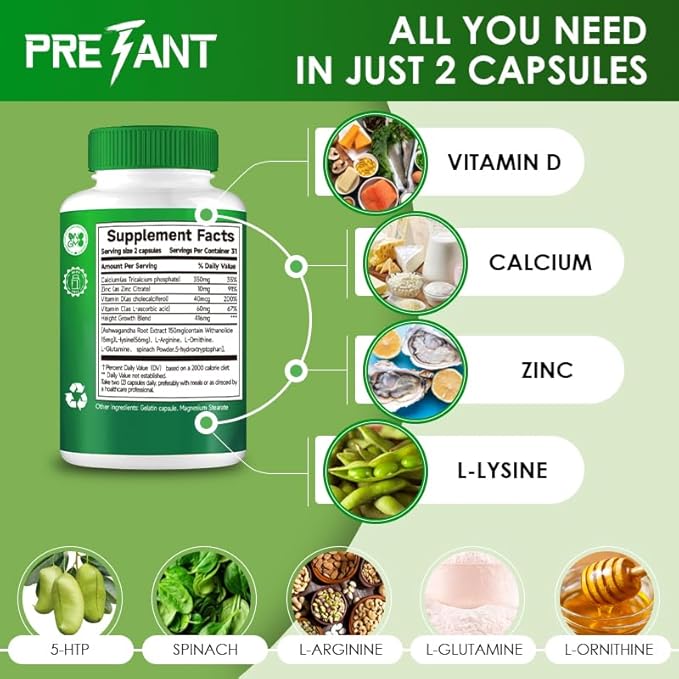 Calcium Capsules 130mg, High Absorption Calcium Supplement, Extra Strength, Bone and Muscle Health Supplement