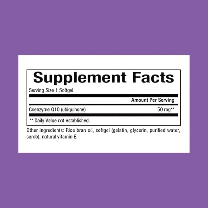 Natural Factors Coenzyme Q10 50 mg, Natural Coenzyme Q10 Supplement for Energy, Heart and Cognitive Support, 60 Softgels