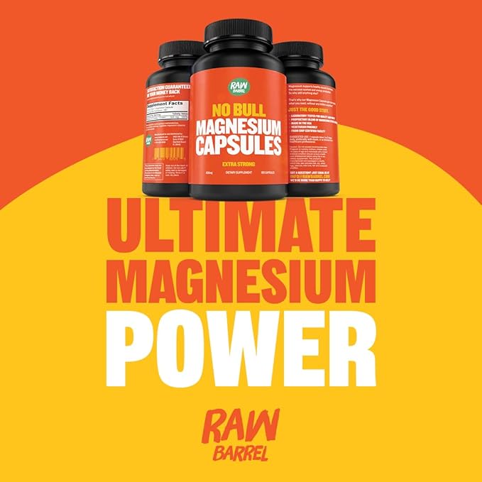 “No Bull” Magnesium Capsules, Unique Magnesium Citrate and Oxide Formula for Sleep and Relaxation, Magnesium Pills to Prevent Muscle Aches and Spasms, Magnesium Oxide Citrate, 500g