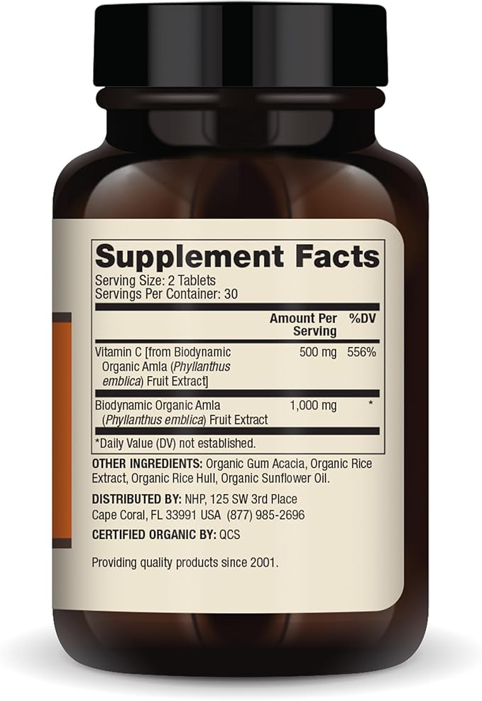 Dr. Mercola Biodynamic Organic Vitamin C Amla Extract, 30 Servings (60 Tablets), 500 mg Vitamin C, Dietary Supplement, Supports Healthy Immune Function, Non-GMO