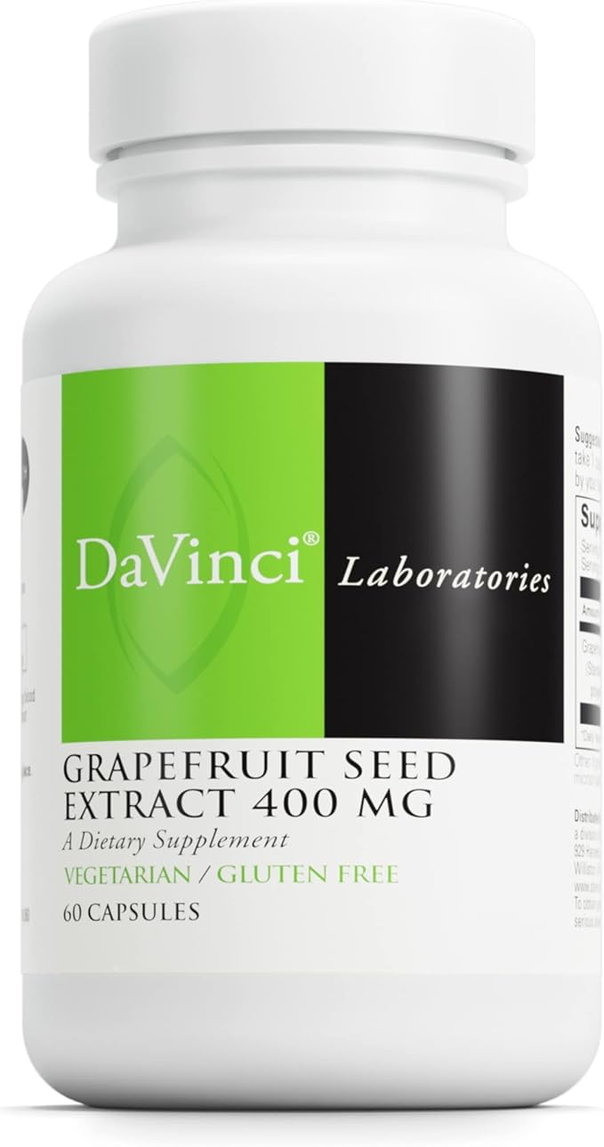 DAVINCI Labs Grapefruit Seed Extract 400 mg - Supports GI & Digestive Gut Health - Gluten Free, Vegetarian - 60 Capsules (30-Day Supply)