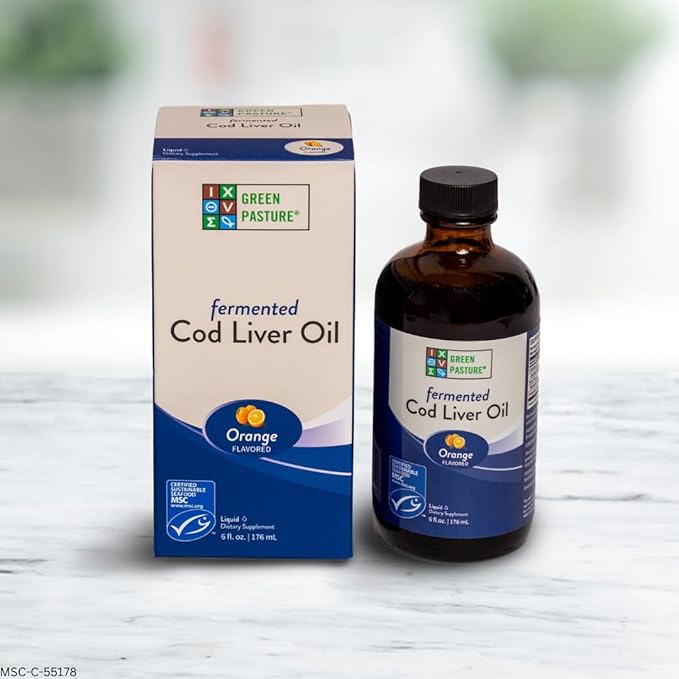 Green Pasture - Fermented Cod Liver Oil Liquid - 6 fl. oz. - Orange