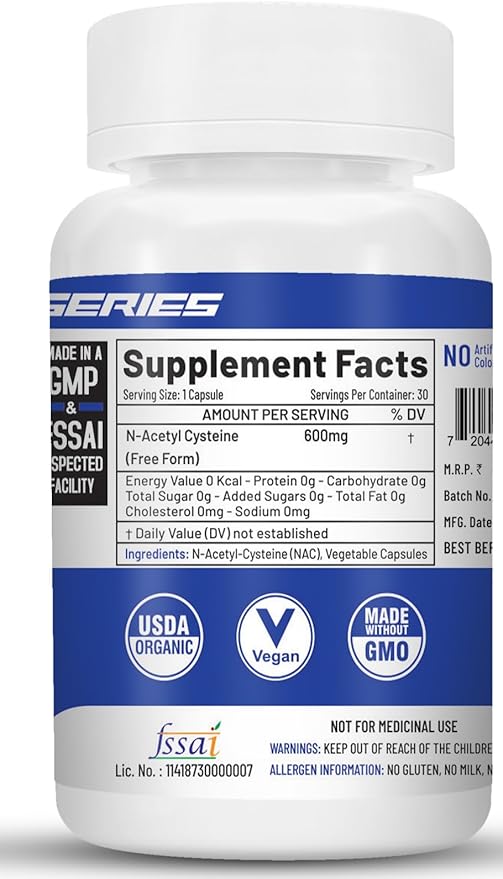 NAC (N-Acetyl L-Cysteine) 600mg - 30 Capsules