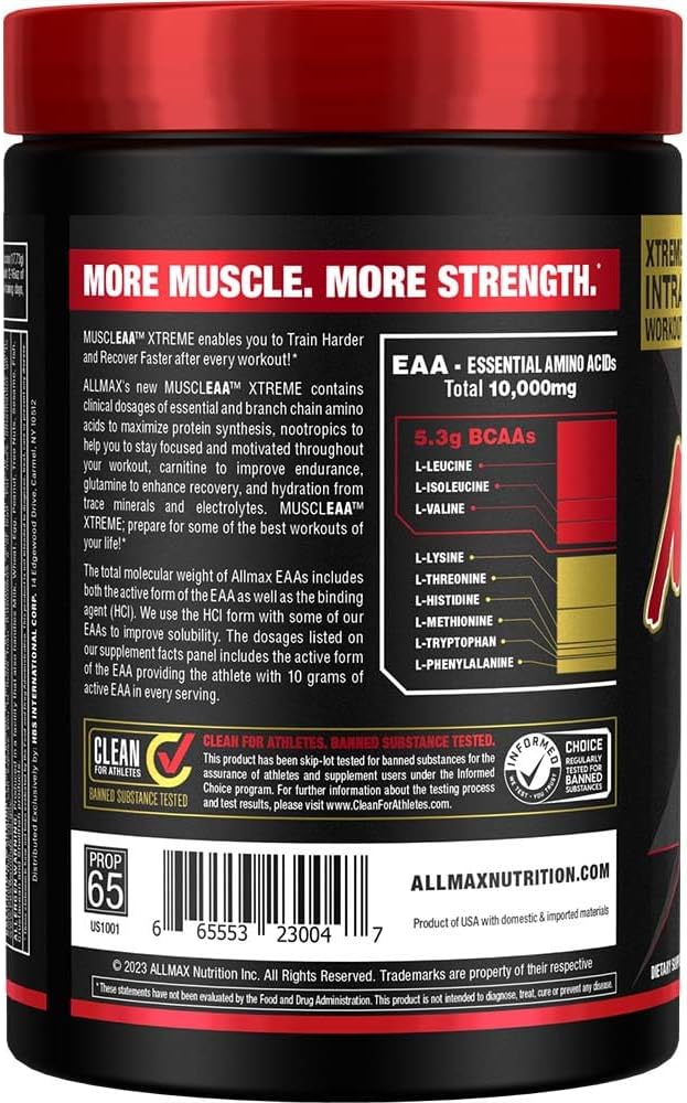 ALLMAX MUSCLEAA Xtreme, Cherry Limeade - 532 g Powder - Provides EAAs, BCAAs & Hydration - Up to 30 Servings