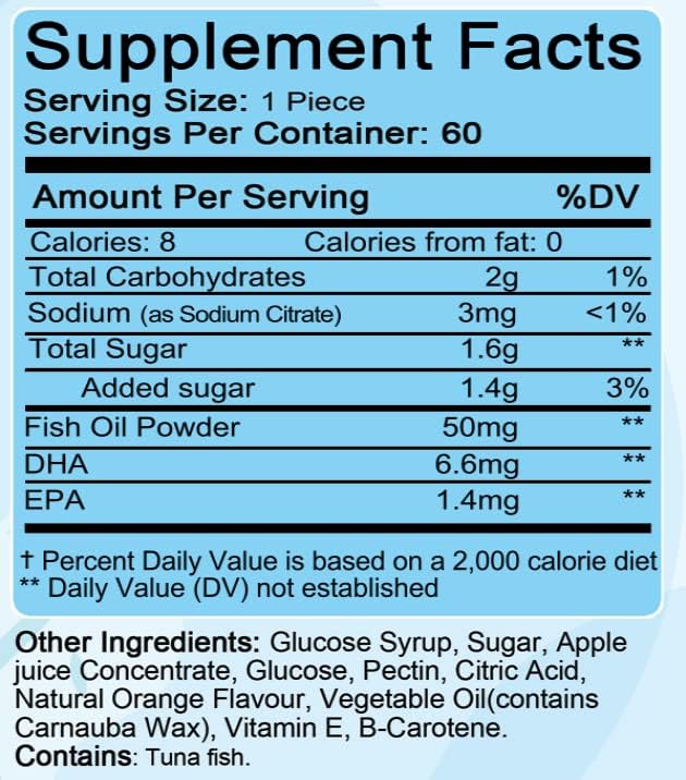 60 Gummies | 2 Months Supplies | Tasty Orange Flavor | 4+ Years | Omega-3 with EPA & DHA, Omega 3 for Kids, Omega 3 Gummies, Fish Oil Gummies, Omega-3 Fatty Acids Gummies