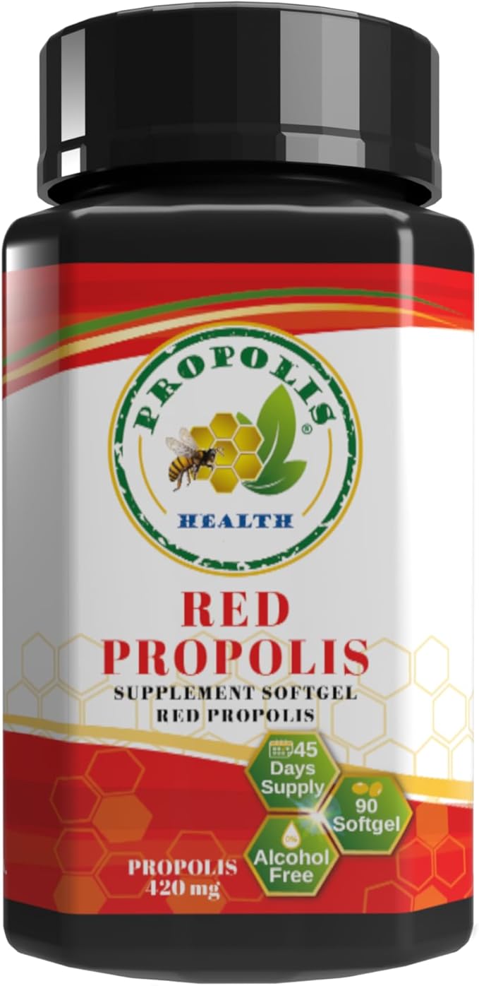 Propolis Health Red Propolis - Bee Red Propolis 90 Capsules - Alcohol-Free Original and Concentrated Pure Propolis - 45-Day Supplement - Brazilian Red Propolis - 840mg Red Propolis
