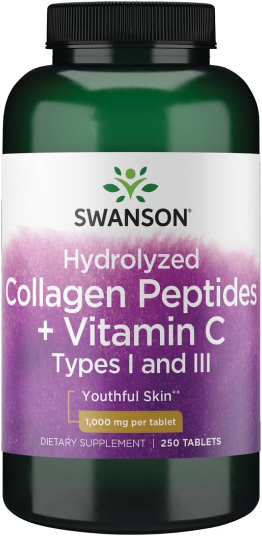 Swanson Hydrolyzed Collagen Peptides + Vitamin C Types I and Iii 1,000 mg 250 Tabs