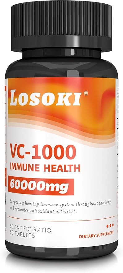 VC 1000 - High-Dose Vitamin C Supplements for Immune Support & Antioxidant Protection - Buffered Formula with Rose HIPS Powder - 60 Tablet