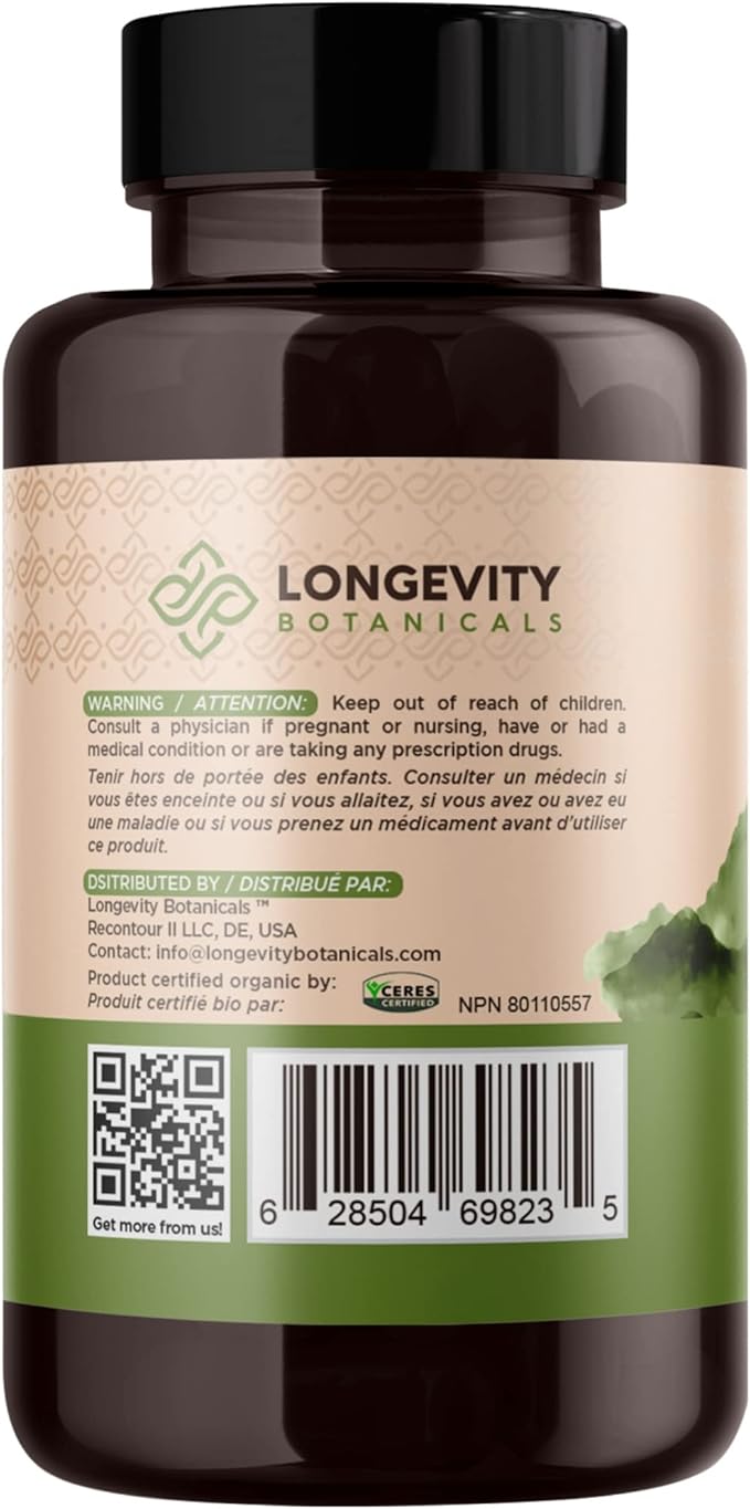 Longevity Botanicals Organic Lion’s Mane Mushroom Extract Capsules (120) | Concentrated 8:1 Ratio | 100% Fruiting Bodies | Hericium Erinaceus Nootropic Supplement for Focus, Memory & Brain Support
