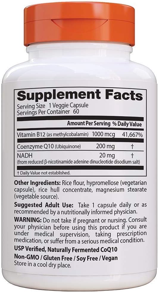 Doctor's Best Energy + CoQ10, NADH & B12, Immune System, Energy, Mood, 60 Ct