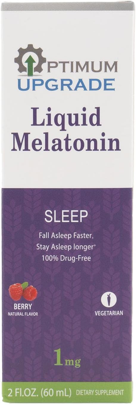 OU Melatonin Liquid Sleep Aid 1mg | 2 fl oz (60 mL) | Berry Natural Flavor | Drug-Free, Vegetarian Supplement for Adults | Fall Asleep Faster, Stay Asleep Longer
