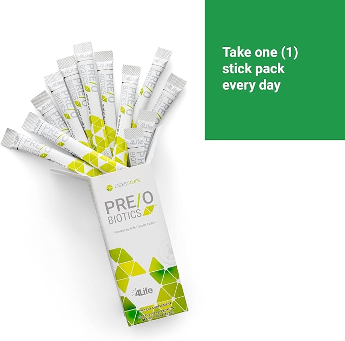 4Life Pre/o Biotics - Prebiotic and Probiotic Blend for Microbiome, Gut, and Immune System Support - Digestive Health Supplement - 15 Packets