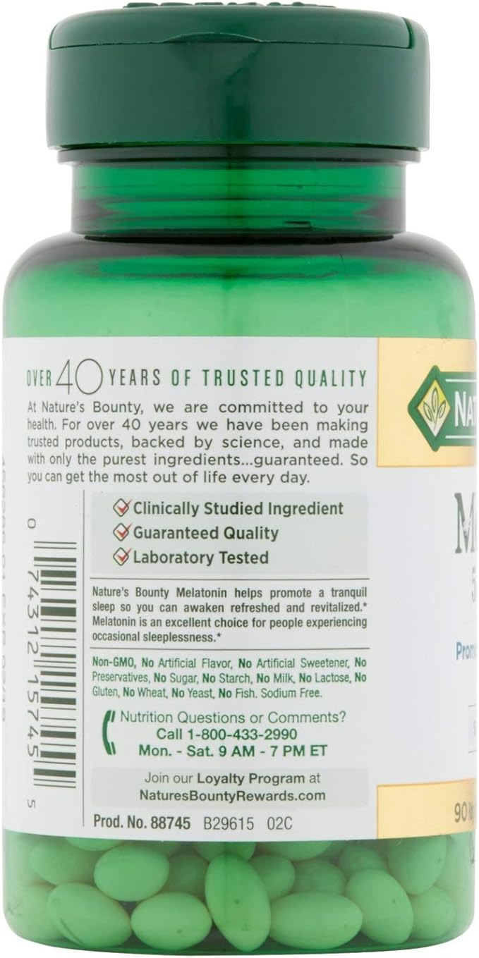 Nature's Bounty Melatonin 5mg, 90 Softgels (Pack of 2)