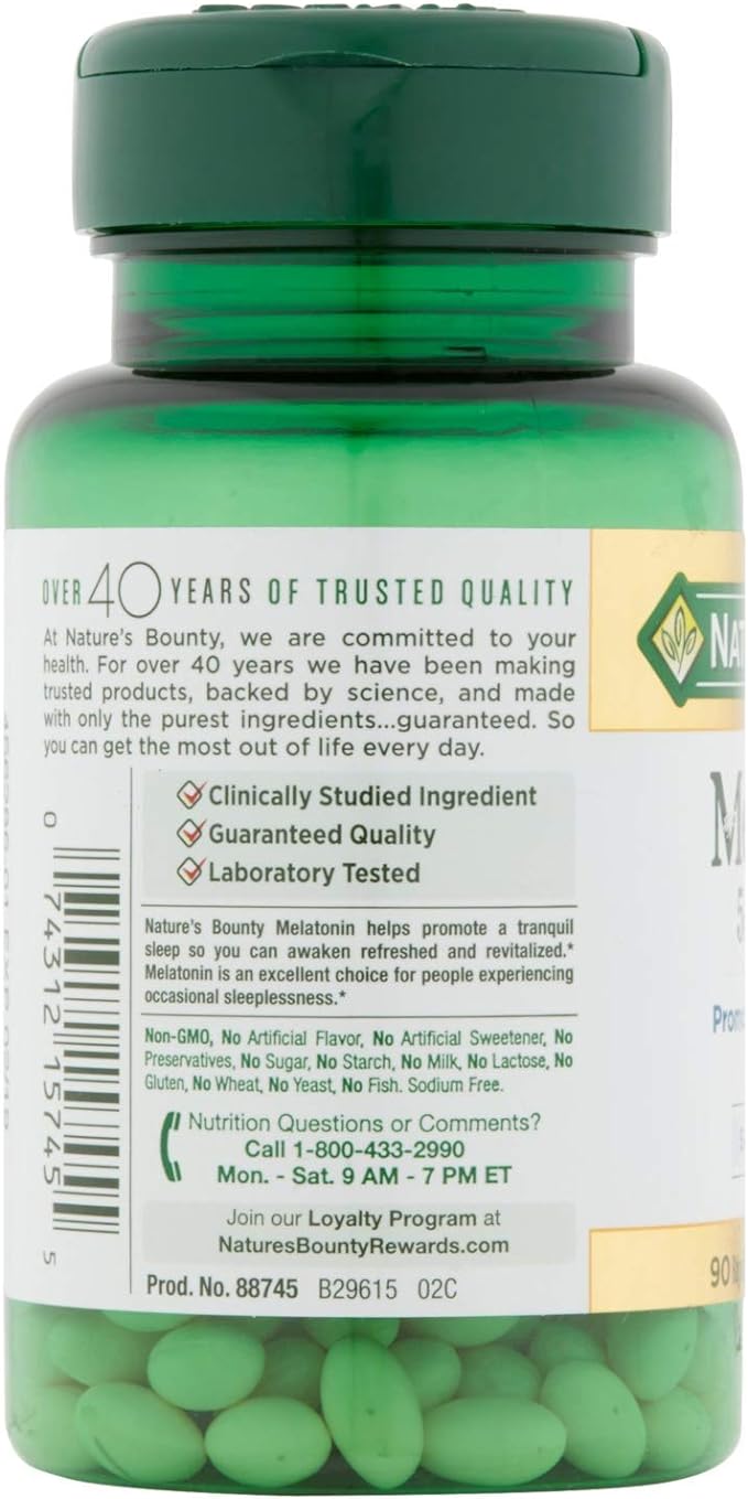 Nature's Bounty Super Strength Melatonin 5 mg Softgels 90 ea (Pack of 4)