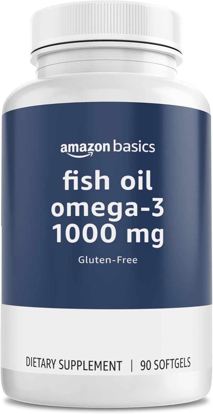 Amazon Basics - Omega 3 Fish Oil, 1000 mg, 90 Softgels (1 per serving), Gluten Free