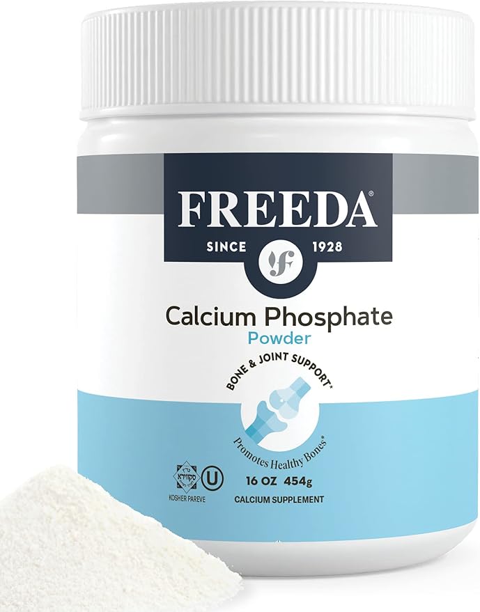 Freeda Calcium Phosphate Powder - Kosher Calcium Supplement for Men & Women, Animal Bone Health & Joint Support for Dogs & Cats - Calcium and Phosphorus Supplement - Calcium Without Vitamin D, 16oz