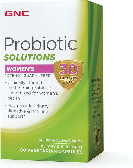 GNC Probiotic Solutions Women's | Clinically Studied Multi-Strain for Women, Supports Digestive and Immune Health, Vegetarian | 60 Capsules