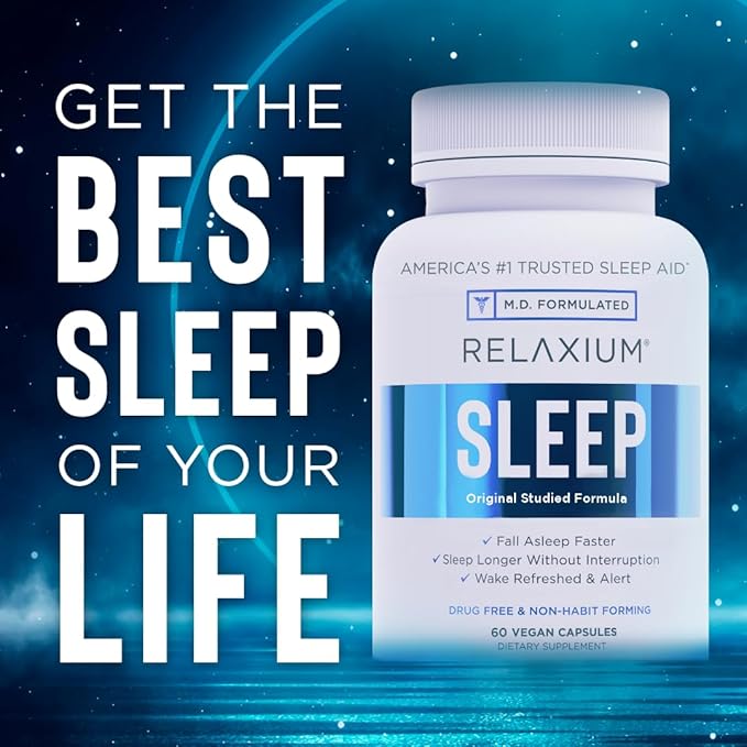 Relaxium Sleep Aid, 14-Day Supply, Non-Habit Forming, Dietary Supplement for Better Sleep, Drug-Free, Stress Relief, with Magnesium, Melatonin, GABA, Chamomile, Made in USA (28 Vegan Capsules)