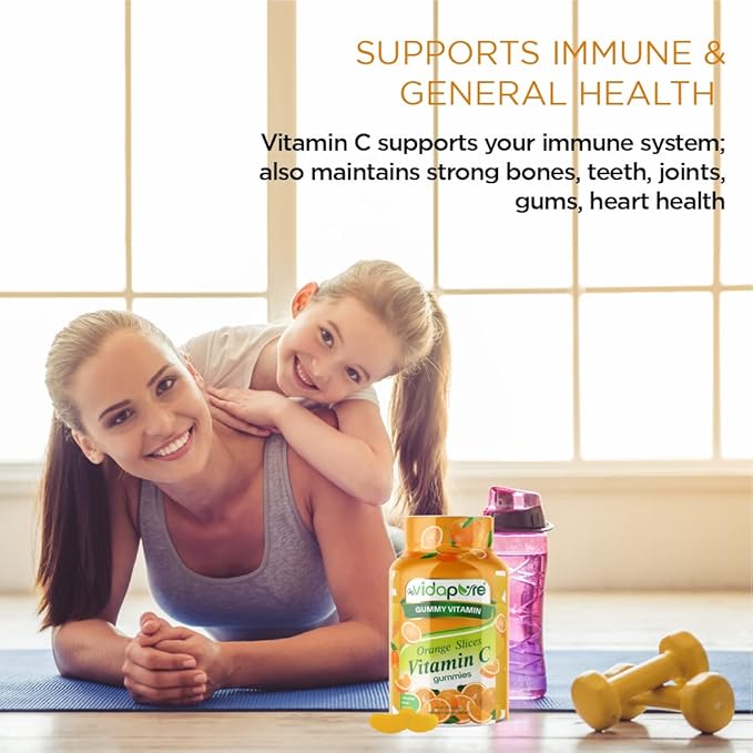 MYVIDAPURE Vitamin C Gummy Slices Natural Orange Flavor Non-GMO Vegan Friendly Gluten Free Gelatin Free (60 Gummies)