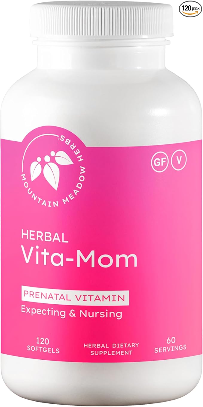 Mountain Meadow Herbs Vita-MOM - Herbal Prenatal Vitamins for Women: Unique Blend of Folic Acid, Vitamins, Iron & Herbs in Soft Gel Caps - 2-Month Supply (120 ct.)