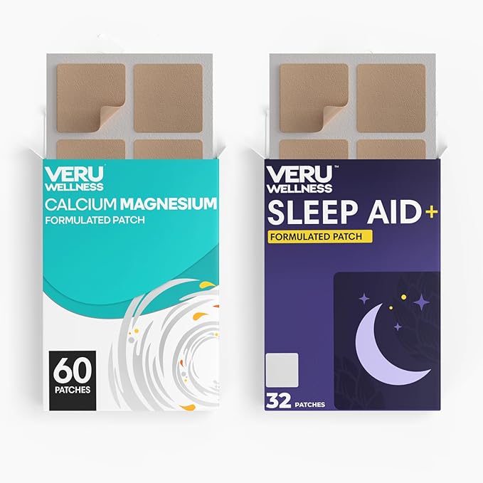 Veru Wellness Duo Lifestyle Patches - Melatonin, Magnesium - Self Adhesive Time Release Topical Patch, 8-10 Hours (32 Day Supply)