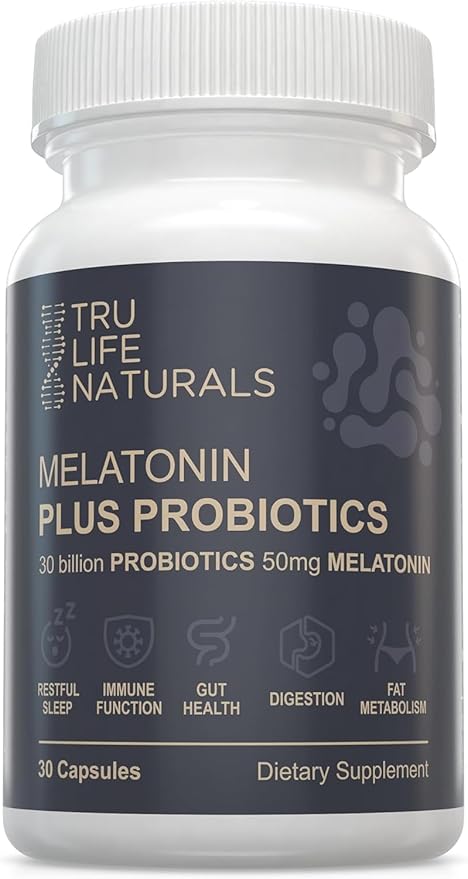 Melatonin 50mg Plus Probiotics 30 Bill CFU/Better Sleep/Night Formula/Sleep Support Supplement & Balanced Gut Health - Easy to Take | Supports Digestive & Immune System Function