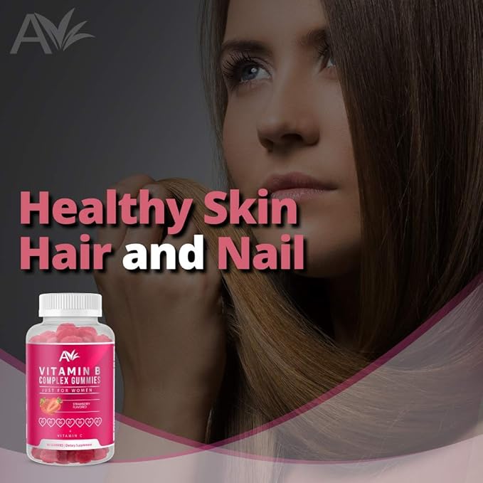 Avilana Vitamin B Complex Just for Women Vegan Gummies with Vitamin B12, B7 (Biotin), B6, B3 (Niacin), B5, B6, B8, B9 (Folate)s, Energy and Healthy Immune System (1 Pack)