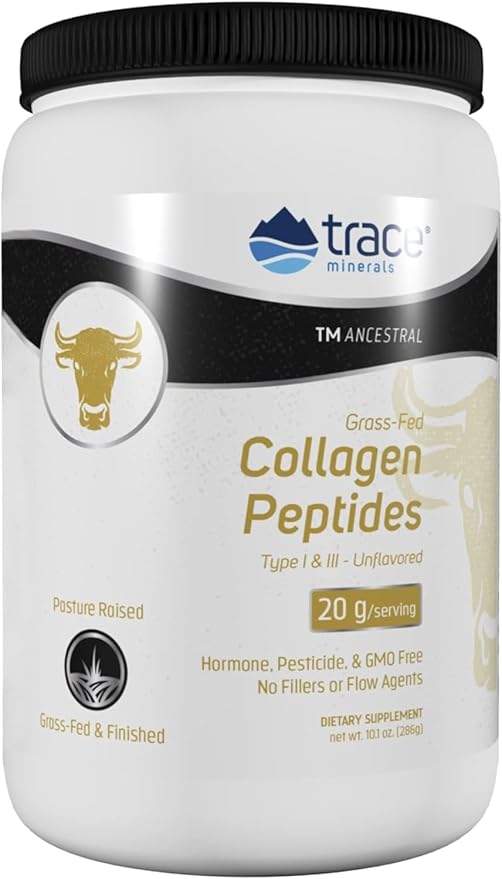 Trace Minerals Collagen Peptides - Healthy Bone & Joint Support - Collagen Supplement Aids Strong Hair, Nails & Skin - Powder Supplement Supports Gut Health - Unflavored, 286g (14 Servings)