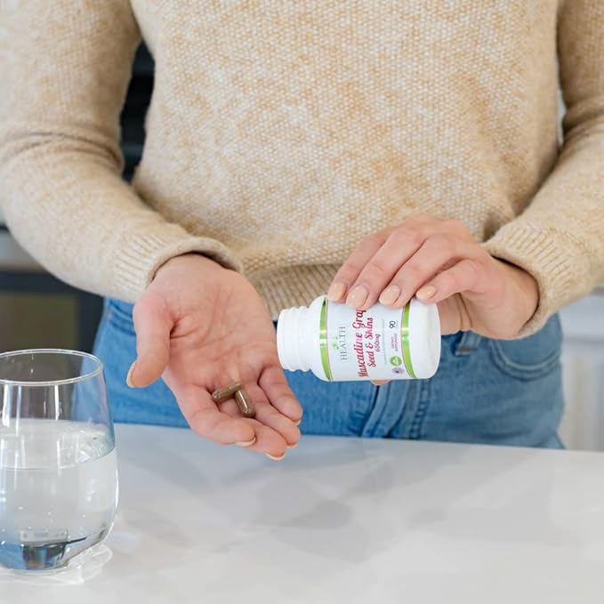 Health As It Ought To Be Muscadine Grape Seed & Skins 650 mg Supplement | Physician Formulated Powerful Antioxidant Support Beyond The Average Grape | 90 Capsules