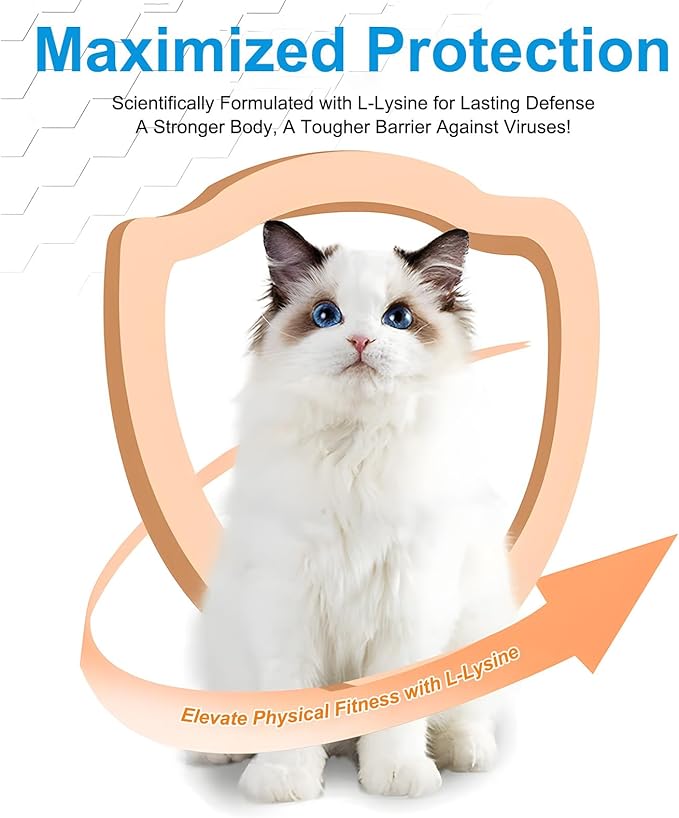 L-Lysine Powder for Cats, 2PC Lysine Powder Supplement Support Cats Immune Respiratory Health – Lysine Powder for Cats Eye Care, Pets Health Supplemnt for Cats of All Age - Salmon Flavor / 120g x 2