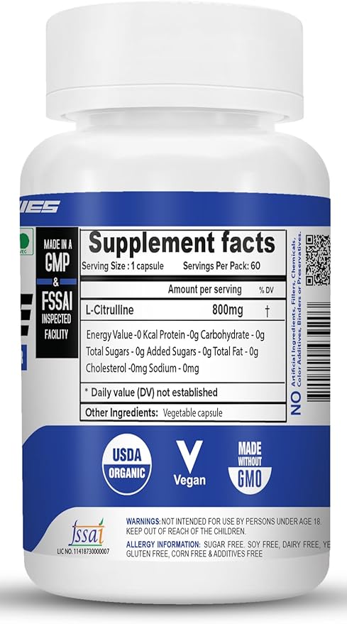 L-CITRULLINE 800Mg-Pack of 60 Capsules