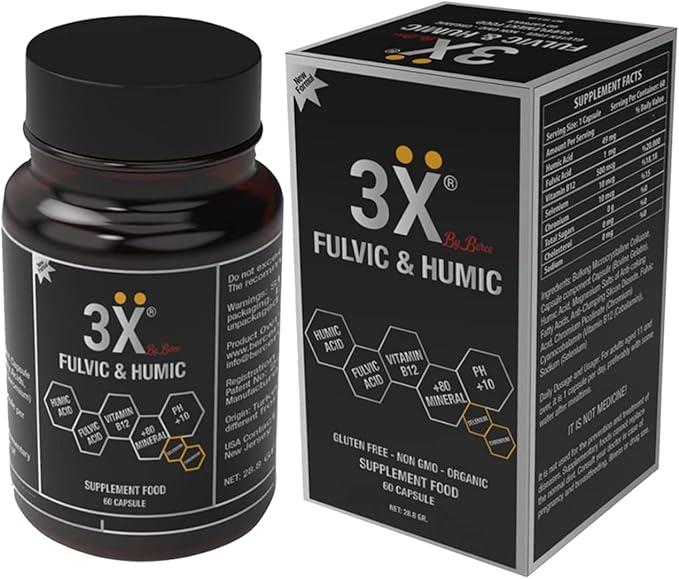 3X Fulvic and Humic Acid - 80 Minerals - Vitamin B12 - Selenium - Chromium - 60 Servings - 60 Day Supply