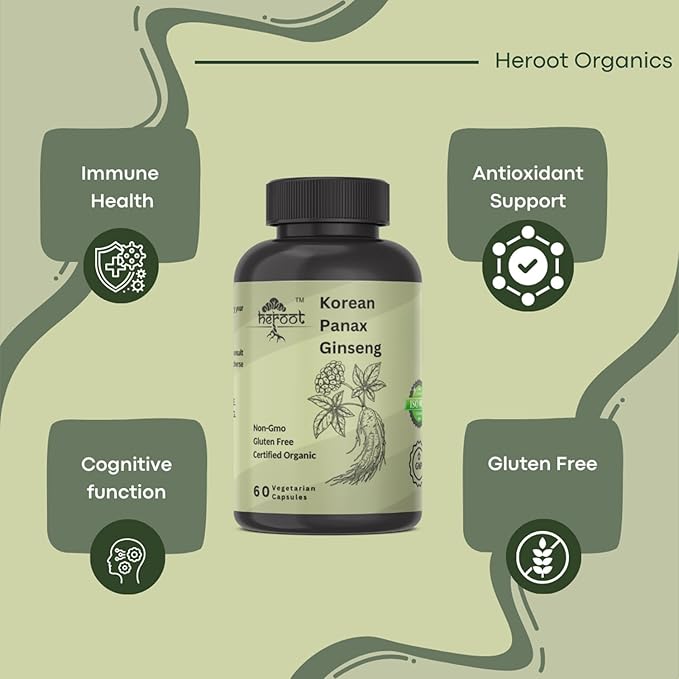 Panax Ginseng Capsule 500 MG Per Serving Energy, Serving for Mood, Cognitive Function and Energy Support, Non-GMO (Pack of 120 Capsule)