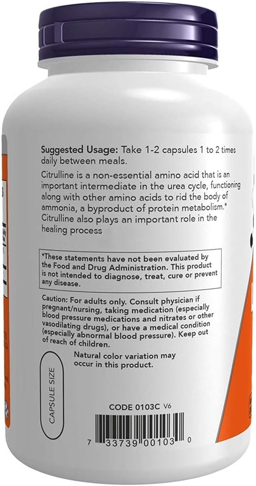 Now Foods L-Citrulline 750 mg - 180 Capsules