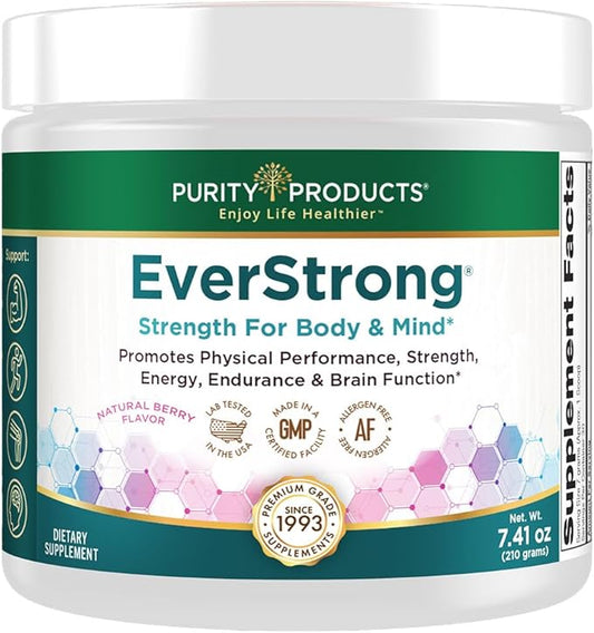 Purity Products EverStrong Powder from Muscle Matrix Blend - Creapure Creatine - Boron (FruiteX-B PhytoBoron) - CoffeeBerry Extract - Boosted with 1000 IU Vitamin D - Berry Burst (210 g)