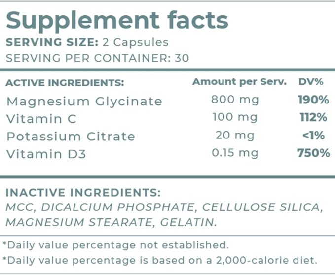 Magessium Complex/Helping Sleep and Relaxation/Glycinate 800 mg/Potassium Advanced Formula May Help Health and wellbing/Citrate Fast absortion/can Help for Cardiovascular Health, byblite