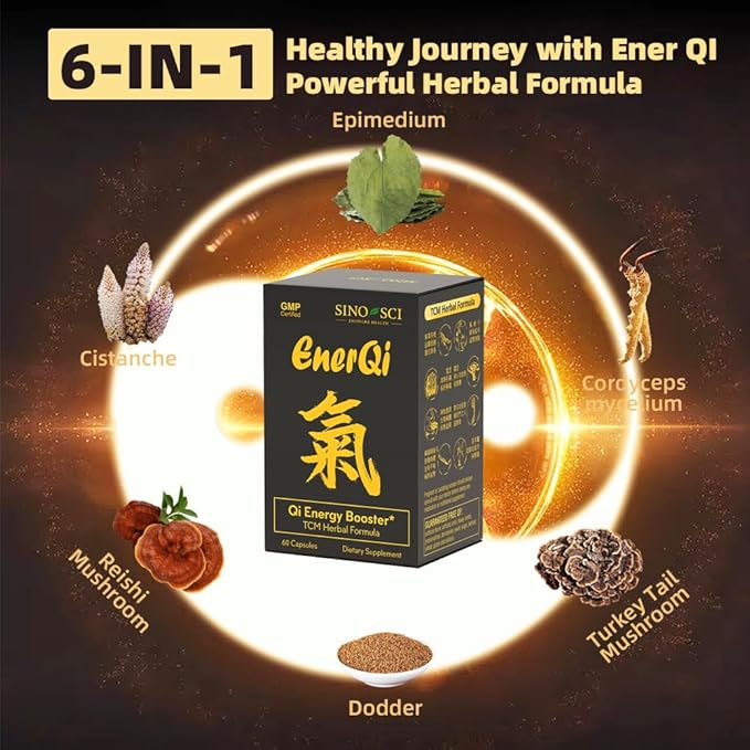 EnerQi, Energy Booster & Support Stamina, Kidney Health Supplement, 60 Caps (1 Bottle)