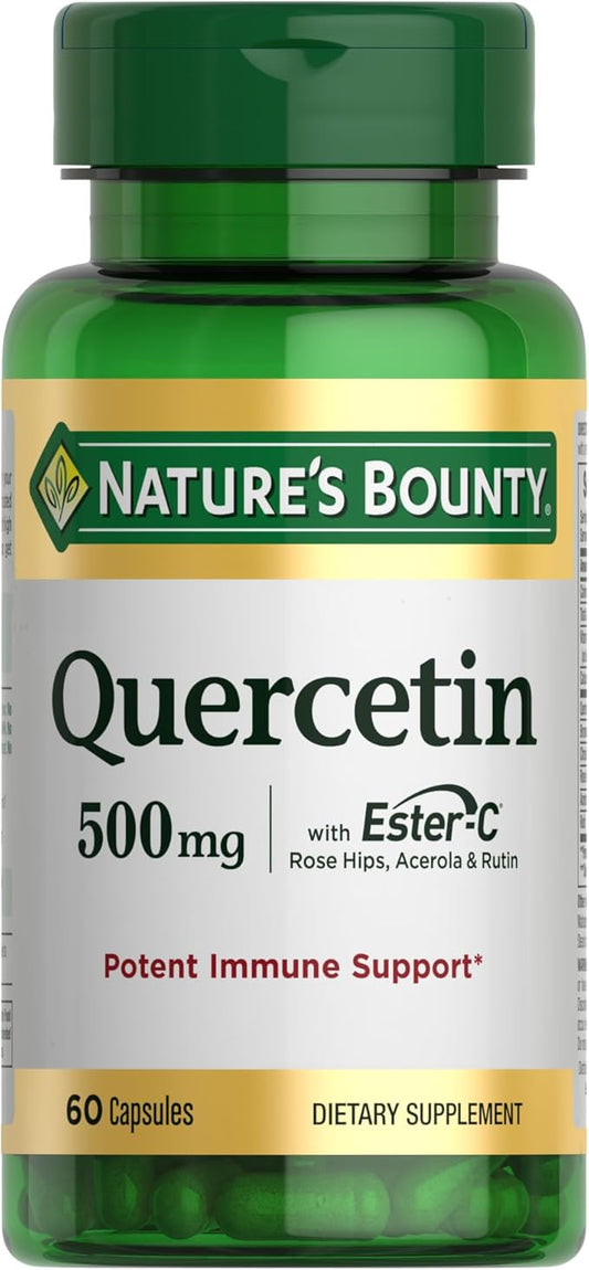Nature's Bounty Quercetin, Immune Support, 500mg, with Vitamin C, Rose HIPS, & Rutin, 60 Count