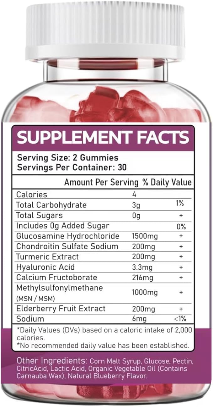 Glucosamine Chondroitin Supplements with MSM & Elderberry | Glucosamine Chondroitin Gummy for Adults & Women Men | Glucosamine chondroitin Gummies Extra Strength | Joint Supplement | 2 Pack