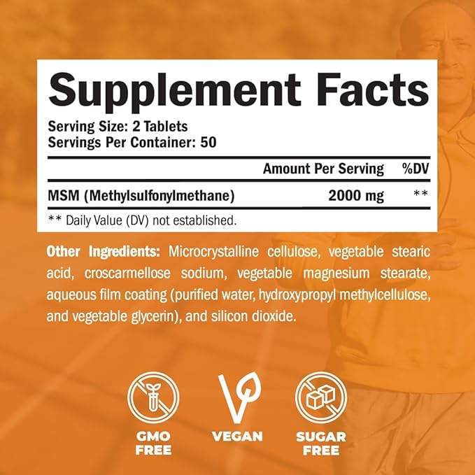 Glucosamine Chondroitin MSM Joint Support Supplement & High Potency MSM Supplement (2000mg per Serving) for Cartilage & Joint Health