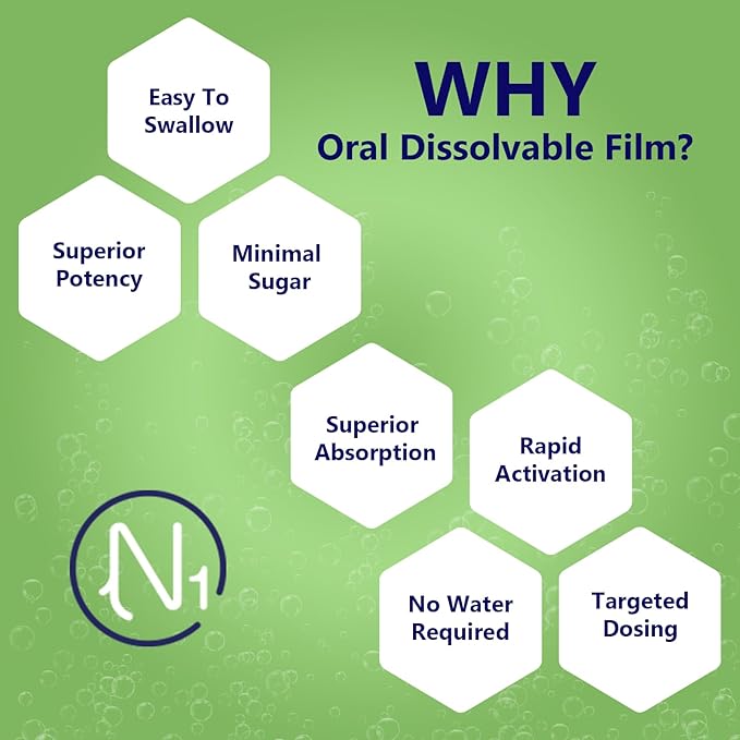 Nerve Support Oral Dissolvable Film N1 by NerveSpa - Improve Flow, Build Immunity, Support the Nervous System, 10 Films/box - Boost energy, and enhance bodily processes.