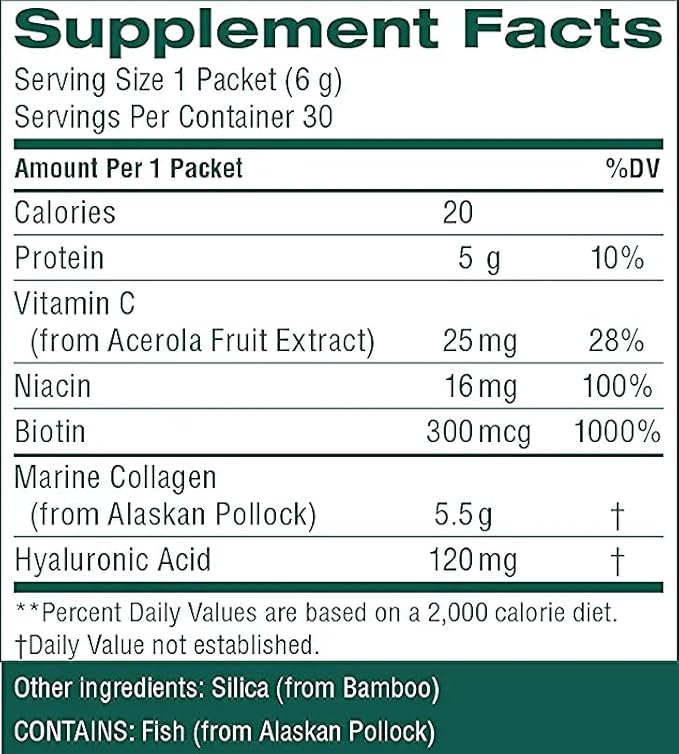 Nature's Sunshine Marine Collagen - Premium Wild-Caught Alaskan Pollock Collagen Powder - Unflavored to-Go Sticks to Support Radiant Skin and Healthy Joints