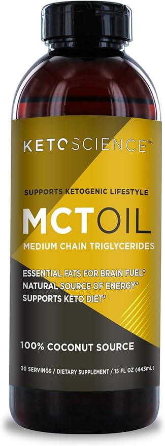 KETO SCIENCE Ketogenic MCT Oil, Dietary Supplement, Made from 100% Coconuts, Promotes Energy, Unflavored, 15 Fl Oz