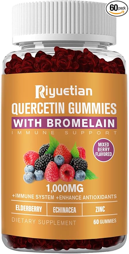 Quercetin - Quercetin with Bromelain, Zinc & Vitamin C - Quercetin 1000mg Supplement for Immune System Support - Pure Quercetin for Kids and Adults - Non-GMO 60 Count Quercetin