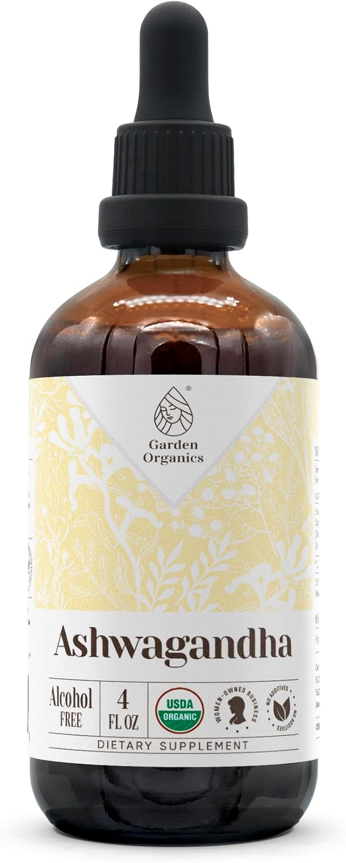 Ashwagandha USDA Organic Alcohol-Free Extract | Dietary Supplement, High-Potency Tincture | Natural Certified Organic Ashwagandha (Withania Somnifera) Dried Root (4 oz)