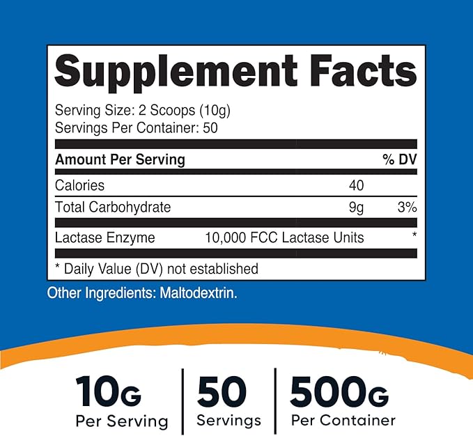 Nutricost Lactase Powder 500 Grams - Non-GMO, Gluten Free