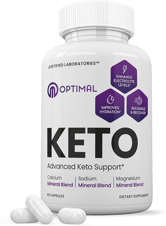 Optimal Keto Pills 1275MG New & Improved Formula Contains Apple Cider Vinegar Extra Virgin Olive Oil Powder Green Tea Leaf 60 Capsules